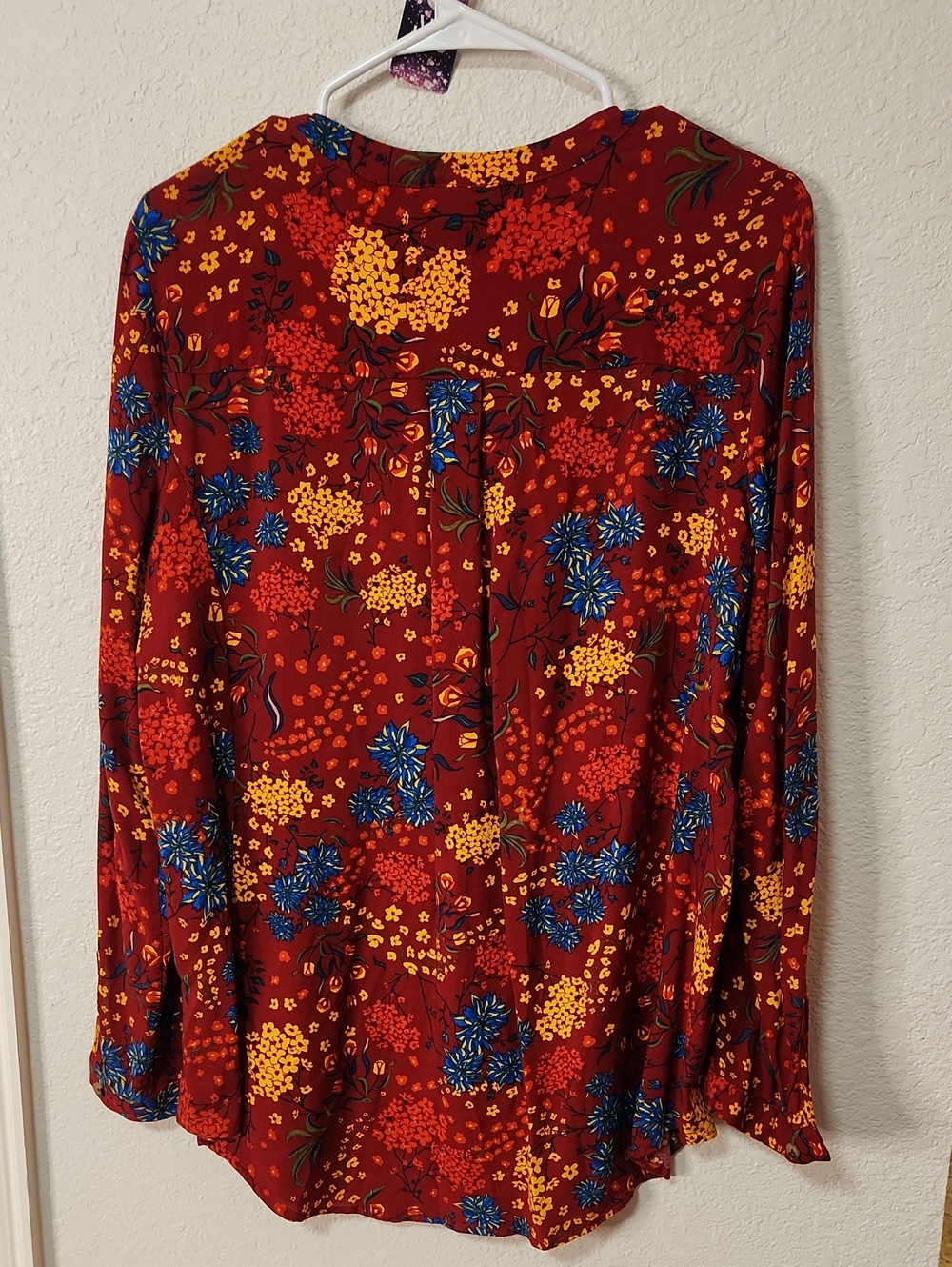 🌻375.Maeve Boho Floral Button-Front Blouse - Burgundy - Picture 6 of 6
